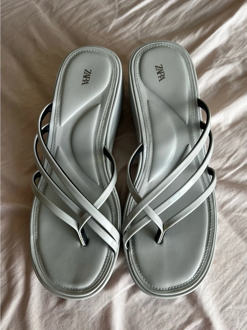 Zara White Multi-Strap Slide Sandals - Picture 8 of 8